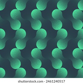 Metaball Seamless Pattern Trend Vector Turquoise Harmonious Abstract Background. Mesmerizing Half Tone Art Illustration for Textile Print. Endless Graphic Dynamic Abstraction Wallpaper Dotted Texture