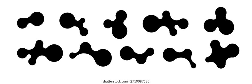Metaball shapes with connected dots and morphing blobs. Geometric fluid organic metaball forms. Logo Vector