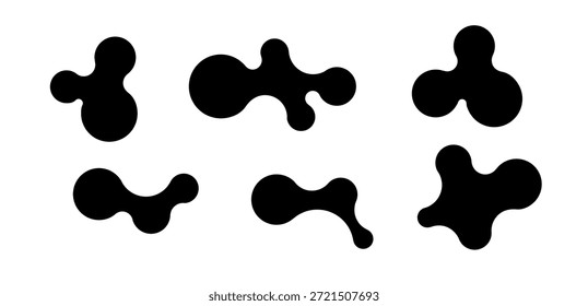 Metaball shapes with connected dots and morphing blobs. Geometric fluid organic metaball forms. Logo Vector