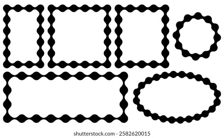 Metaball shapes frame collection. Set of square and round borders with rounded shapes. 