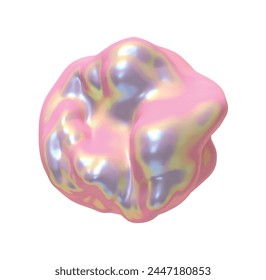 Metaball shapes of objects realistic 3d design iron metal hologram gradient. Meteorites asteroids comet Round ball spherical elements. Vector illustration