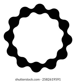 Metaball shapes round frame. Black circle border with rounded shapes.