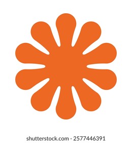 Metaball sunshine circle shape orange icon. A circular arrangement of blob symbols. Isolated on a white background.