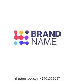 Metaball template logo design vector. Biotechnology molecule atom dna chip symbol