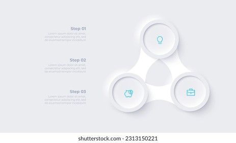 Metaball con tres círculos en forma de triángulo. Plantilla de infografía de ciclo con 3 opciones