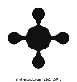 Metaballs cloud cross silhouette shape icon. A symbol made from blob shapes morphed together. Isolated on a white background.