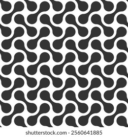 Metaballs seamless geometric vector pattern. Abstract modern background. Isolated dark graphite color elements on a white background. Simple shapes. Black and white.