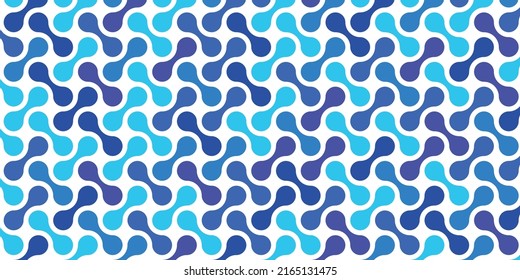 Metaballs nahtloses Muster. Abstraktes Blau auf weißem Hintergrund.