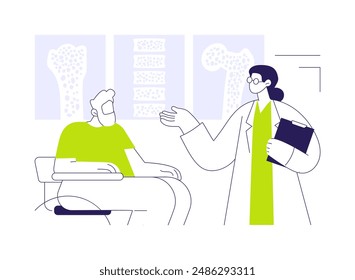 Metabolic bone disease diagnosis abstract concept vector illustration. Doctor diagnoses osteoporosis in elderly patient, medical examination, diabetes and metabolism abstract metaphor.