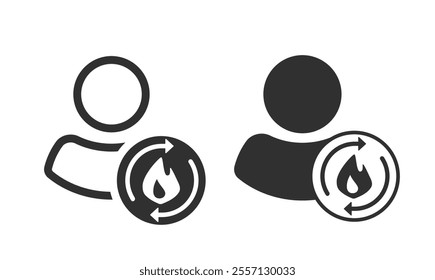 Metabolic human system icon simple vector graphic illustration set line stroke outline and solid glyph pictogram ui element sign symbol, person energy fire burning digestion health image clip art