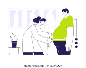 Metabolic syndrome abstract concept vector illustration. Overweight man with metabolic syndrome at doctors appointment, medicine sector, diabetes disease, endocrinology study abstract metaphor.