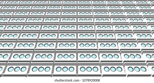 Metabolism architecture. 3D architectural megastructure. Minimalistic design. Building background