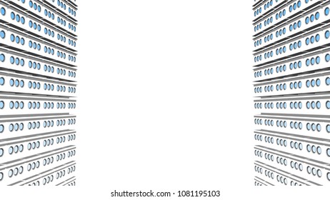 Metabolism architecture. 3D architectural megastructure. Minimalistic design. Building background for logos, presentations, titles.