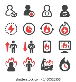 Metabolism And Burn Icon Set,vector And Illustration