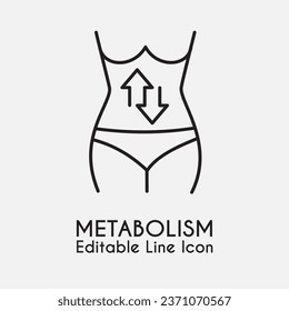 Metabolism editable stroke outline icon isolated on white background flat vector illustration.