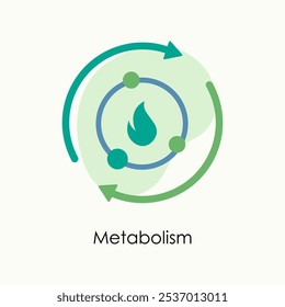 Ícone do metabolismo. Pictograma médico linear. Sinal de processo químico. Queima de energia. Símbolo científico, médico, de saúde corporal. Design gráfico para instituições de saúde.