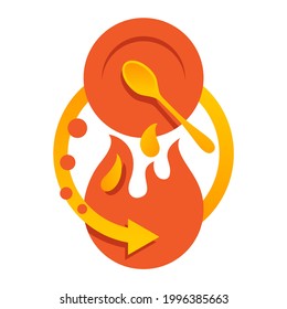 Metabolism icon - organism reactions when foods converted to energy. Isolated vector illustration