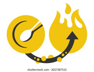 Metabolism Icon - Organism Reactions When Food Nutrients Converted To Energy. Isolated Vector Illustration