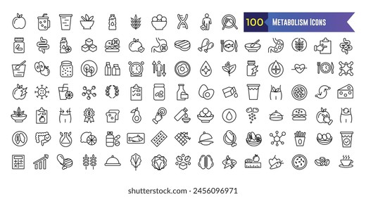 Metabolism icons set outline vector. Torso health. Detox balance. Outline icon collection. Editable stroke.