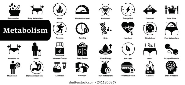 Symbole des Stoffwechsels setzen einfache Vektorgrafiken. Gesundheitsschildkröte. Gleichgewichtsdetox
