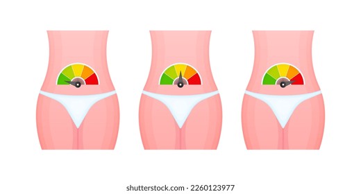 Metabolism level scale, speedometer, indicators. Metabolism medical.