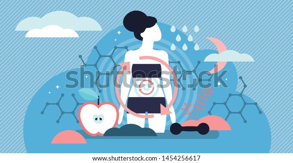 Ilustración Vectorial Del Metabolismo Concepto De Personas Pequeñas Y Planas De Conversión De