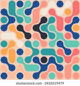 Metabols pattern, flat colorful molecules seamless pattern for textile, paper and web design, illustration, vector
