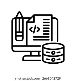 Ilustración vectorial de línea de icono de metadatos