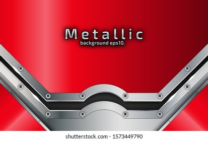 metal 3d abstract modern   background with luxury VIP and dark steel red  with  line stainless silver Sparkles glitter and gradient decoration shapes geometric Polished vector , design element 