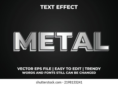 diseño de ilustrador de diseño de estilo de efecto de texto negrita 3d de metal