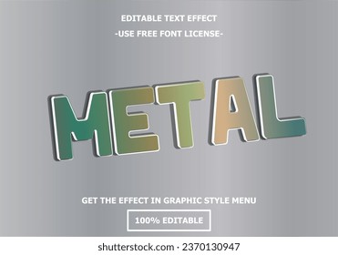 Plantilla de efecto de texto editable 3D de metal. vector de licencia de fuente libre de prima de estilo