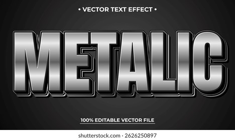 Metal 3d editable text effect style with metal color