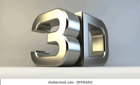 Metal 3D logo isolated on white background with reflection effect. Vector illustration.