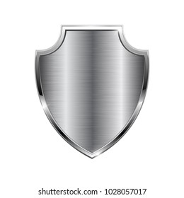 Metal 3d Shield. Vector Illustration Isolated On White Background