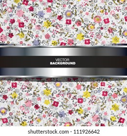 metal abstract and flowers background.vector design