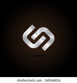 Metal abstract icon, hyperlink, chain, handshake, fit, partnership, union. vector design