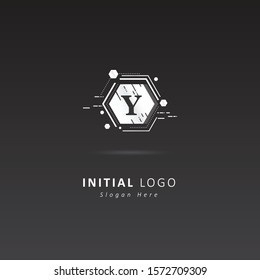 Metal abstract logo with initial letter y, design vector symbol template element