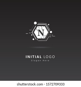 Metal abstract logo with initial letter n, design vector symbol template element