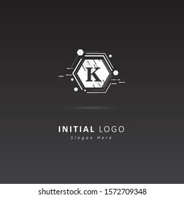 Metal abstract logo with initial letter k, design vector symbol template element