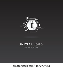 Metal abstract logo with initial letter i, design vector symbol template element