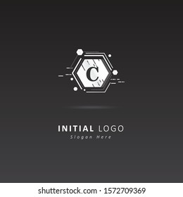 Metal abstract logo with initial letter c, design vector symbol template element