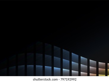 metal abstract pixel curve background, square black gradient layer line, technology geometric background, vector illustration
