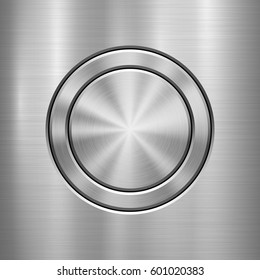 Metal abstract technology background with circle for and polished, brushed texture. Vector illustration.