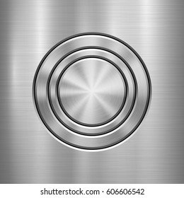 Metal abstract technology background with circle for and polished, brushed texture. Vector illustration.