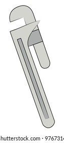 metal adjustable pipe wrench - vector illustration