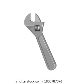 Metal adjustable wrench. Tool icon. Flat style illustration
