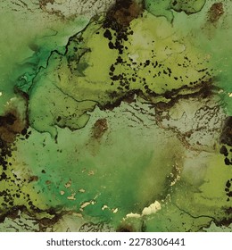 Metal Alcohol Ink Background. Foil Alcohol Ink Marble. Blue Art Paint. White Water Color Canvas. Green Seamless Watercolor. Gold Marble Background. Fluid Seamless Texture. Luxury Abstract Template.