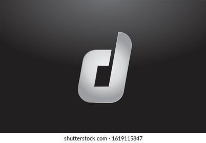 metal alphabet letter silver D grey logo business company design icon template. Suitable for a logotype