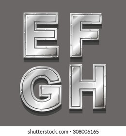 Metal alphabet letters and symbols E F G H