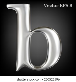 Metal alphabet lowercase vector symbol - b